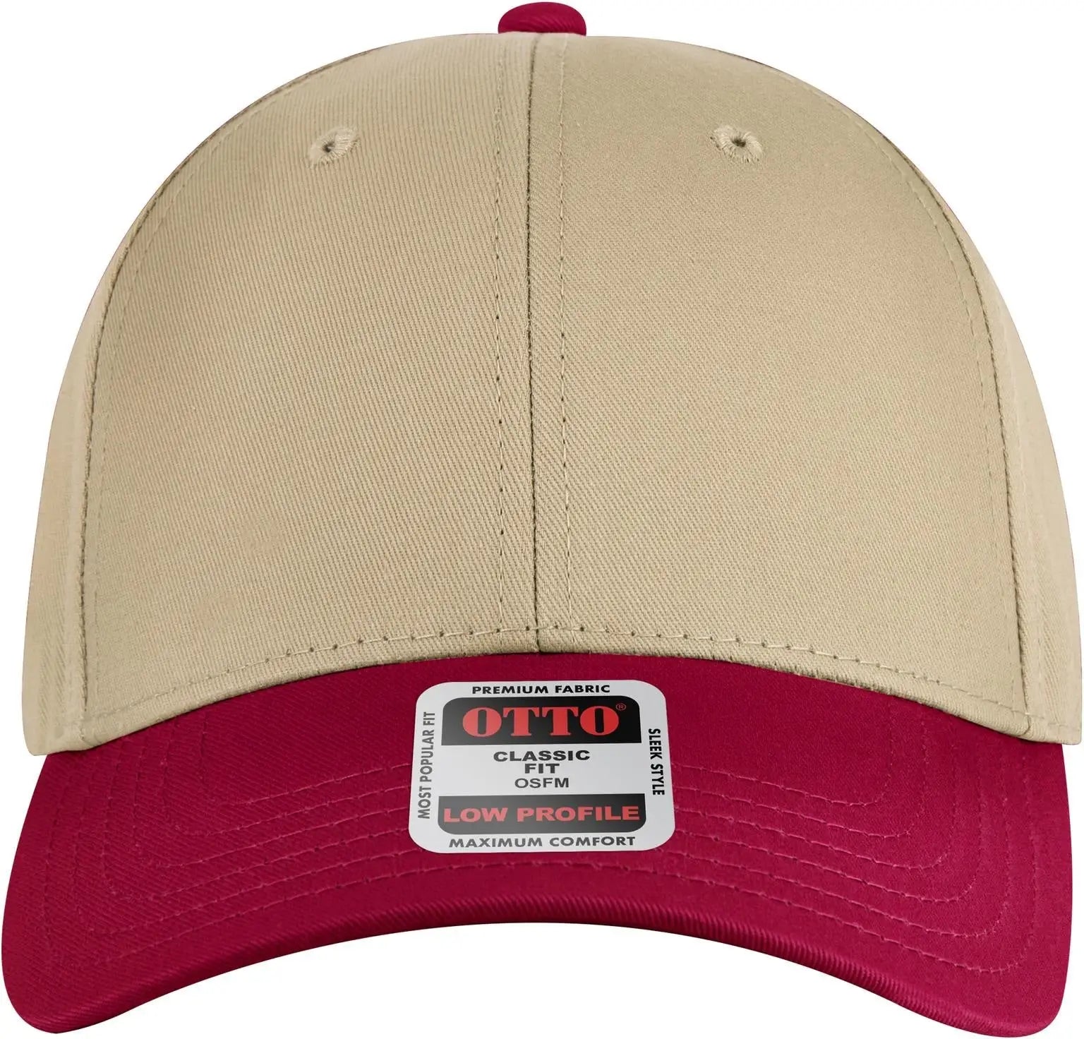 Otto 19-536 6 Panel Low Profile Baseball Cap - Red/kha/kha - 1/2’’ - 7 5/8’’