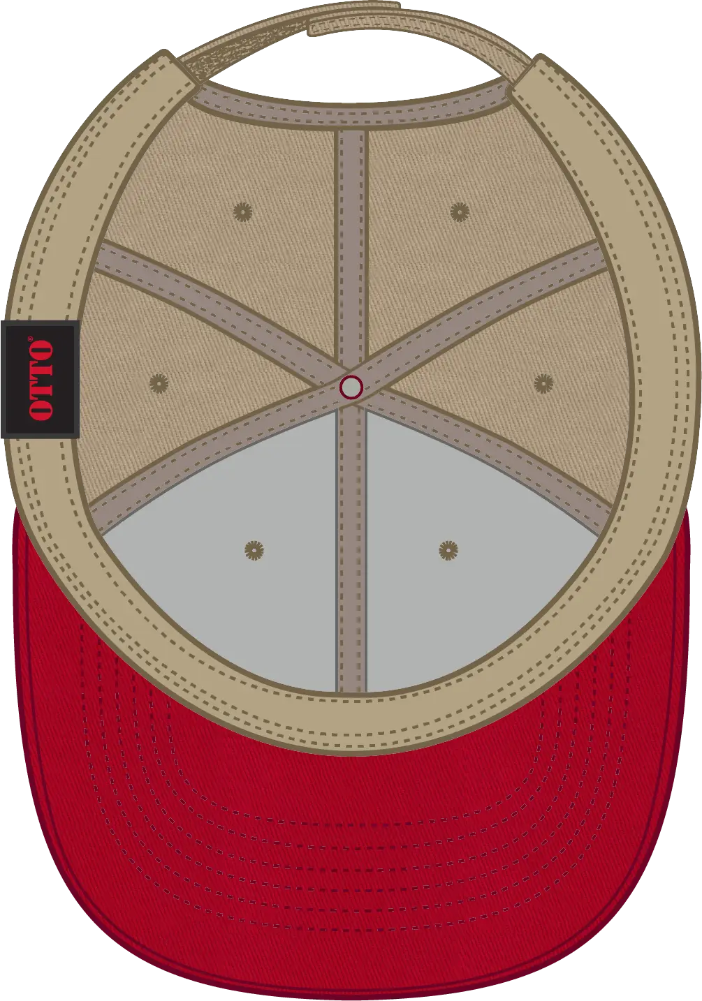 Otto 19-536 6 Panel Low Profile Baseball Cap - Red/kha/kha - 1/2’’ - 7 5/8’’