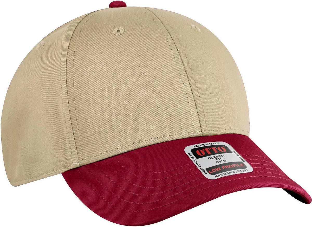 Otto 19-536 6 Panel Low Profile Baseball Cap - Red/kha/kha - 1/2’’ - 7 5/8’’