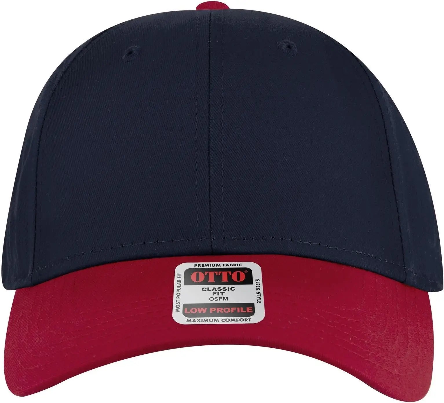 Otto 19-536 6 Panel Low Profile Baseball Cap - Red/nvy/nvy - 1/2’’ - 7 5/8’’