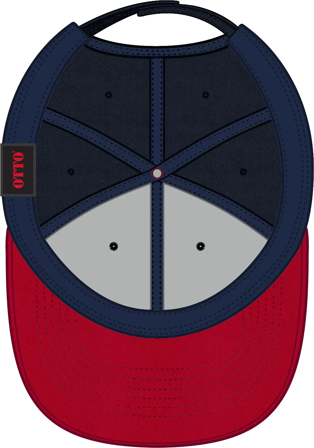 Otto 19-536 6 Panel Low Profile Baseball Cap - Red/nvy/nvy - 1/2’’ - 7 5/8’’