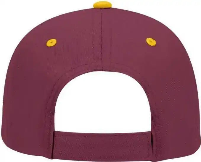 Otto 19-536 Cotton Twill Low Profile Pro Style Cap with 6 Embroidered Eyelets - Gold Burgandy Maroon - one Size Fits