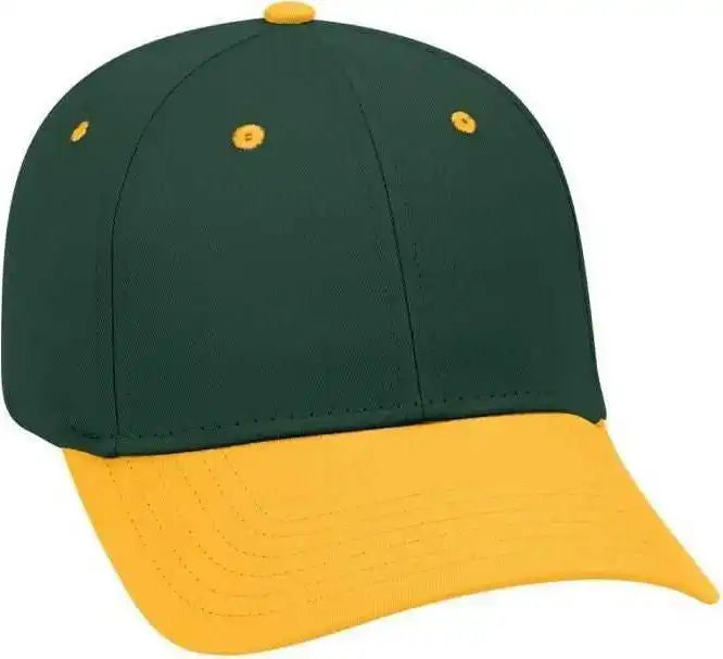 Otto 19-536 Cotton Twill Low Profile Pro Style Cap with 6 Embroidered Eyelets - Gold Dark Green - Forest / one Size