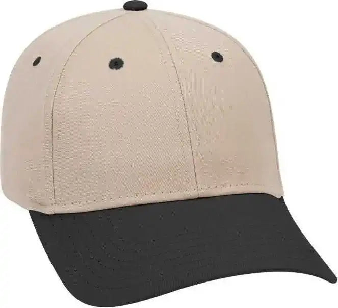 Otto 19-536 Cotton Twill Low Profile Pro Style Cap with 6 Embroidered Eyelets - Black Khaki - one Size Fits Most