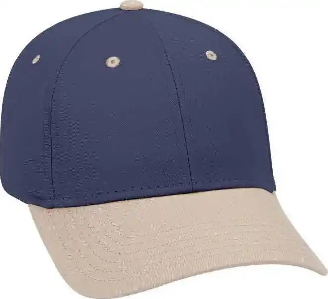 Otto 19-536 Cotton Twill Low Profile Pro Style Cap with 6 Embroidered Eyelets - Khaki Navy - one Size Fits Most