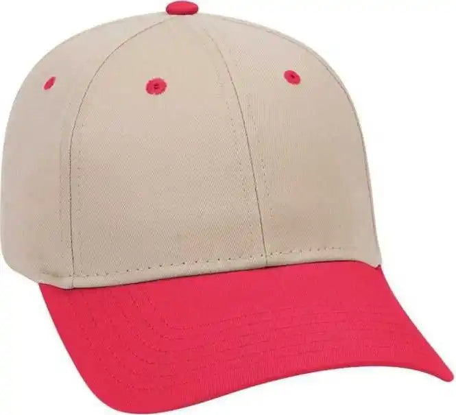 Otto 19 536 Cotton Twill Low Profile Pro Style Cap with 6 Embroidered Eyelets Red Khaki / one Size Fits Most