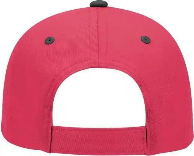 Otto 19-536 Cotton Twill Low Profile Pro Style Cap with 6 Embroidered Eyelets - Black Red - one Size Fits Most