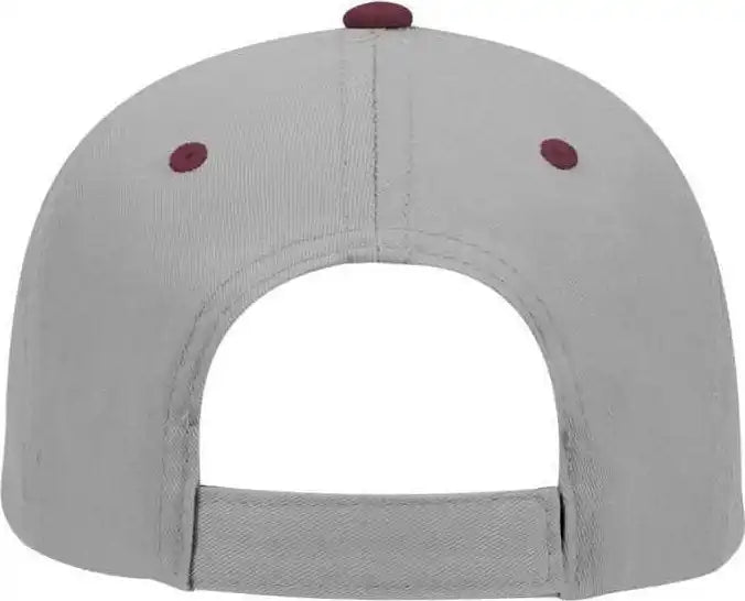 Otto 19-536 Cotton Twill Low Profile Pro Style Cap with 6 Embroidered Eyelets - Maroon Gray - one Size Fits Most