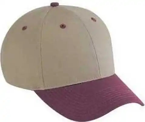 Otto 19 536 Cotton Twill Low Profile Pro Style Cap with 6 Embroidered Eyelets Maroon Khaki / one Size Fits Most