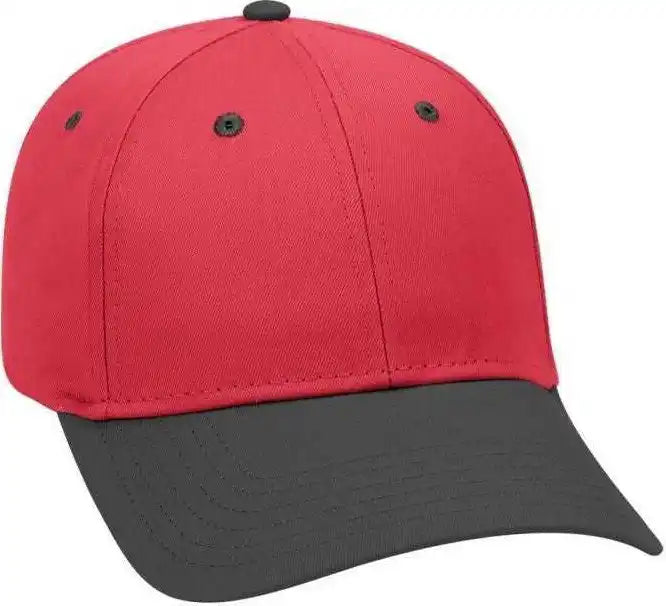 Otto 19-536 Cotton Twill Low Profile Pro Style Cap with 6 Embroidered Eyelets - Black Red - one Size Fits Most