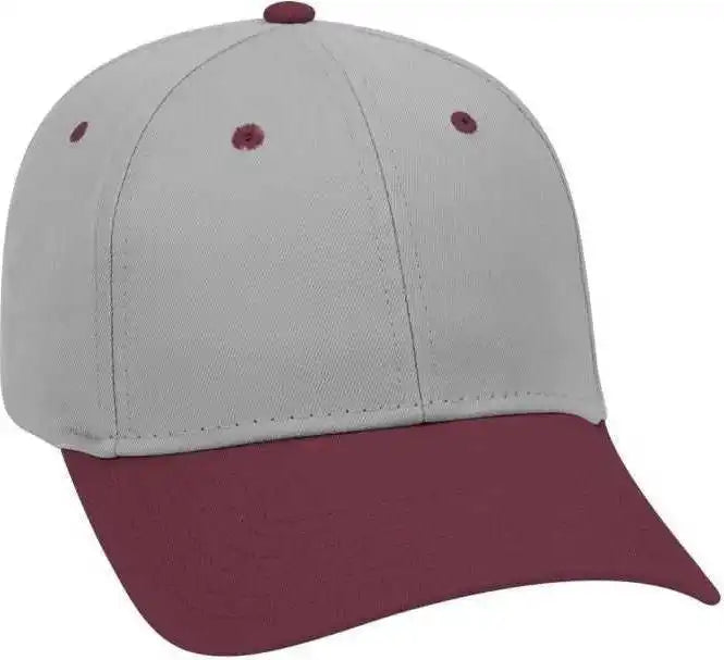 Otto 19-536 Cotton Twill Low Profile Pro Style Cap with 6 Embroidered Eyelets - Maroon Gray - one Size Fits Most