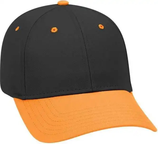 Otto 19-536 Cotton Twill Low Profile Pro Style Cap with 6 Embroidered Eyelets - Orange Black - one Size Fits Most