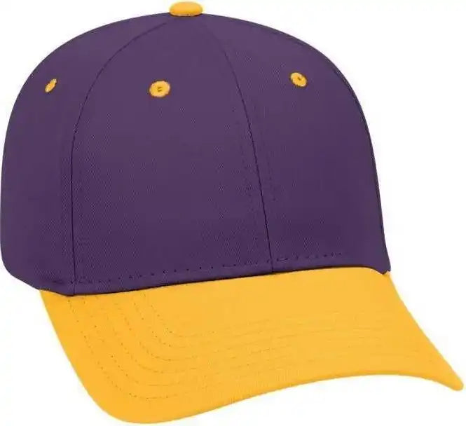 Otto 19-536 Cotton Twill Low Profile Pro Style Cap with 6 Embroidered Eyelets - Gold Purple - one Size Fits Most