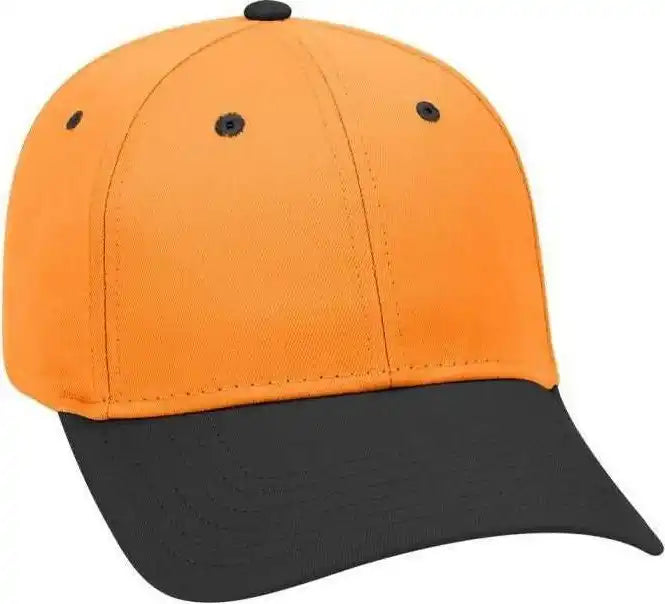 Otto 19-536 Cotton Twill Low Profile Pro Style Cap with 6 Embroidered Eyelets - Black Orange - one Size Fits Most