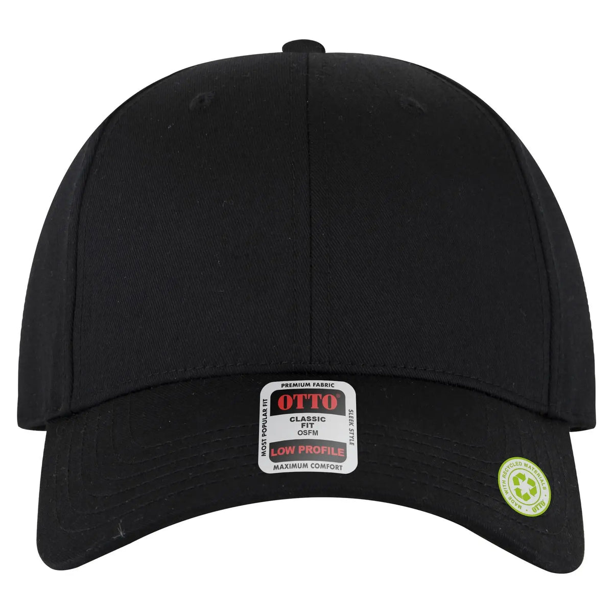 Otto 19-6 6 Panel Low Profile Baseball Cap - Black - 7 3/8’’ - 5/8’’