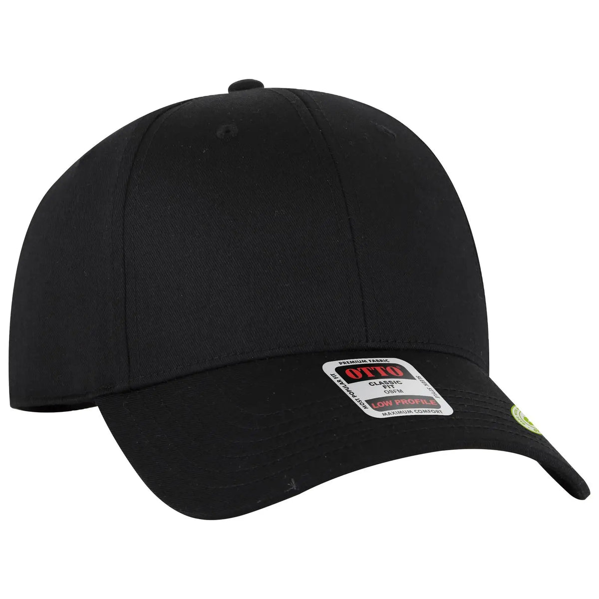 Otto 19-6 6 Panel Low Profile Baseball Cap - Black - 7 3/8’’ - 5/8’’