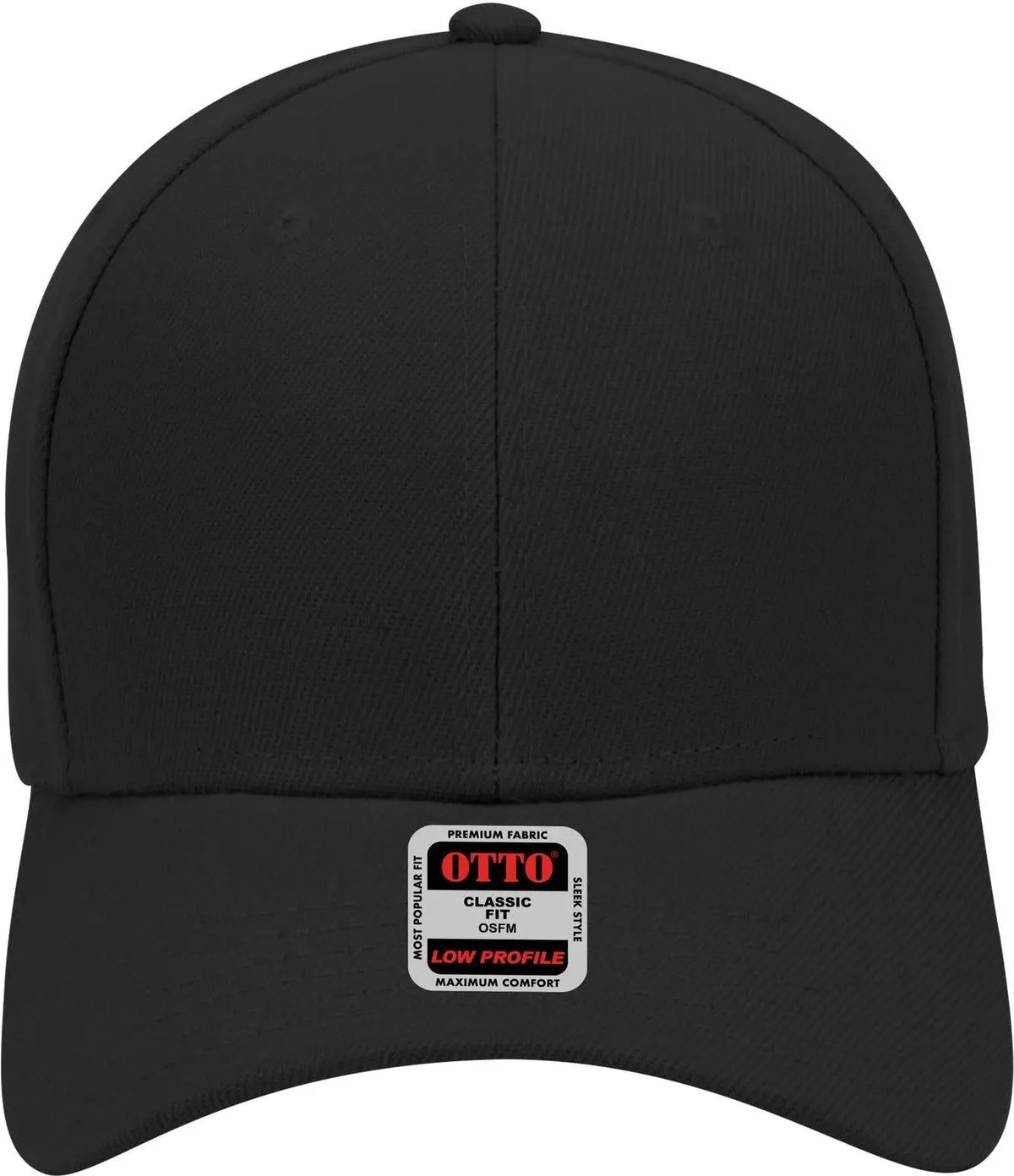 Otto 19-609 6 Panel Low Profile Baseball Cap - Black - 1/2’’ - 7 5/8’’