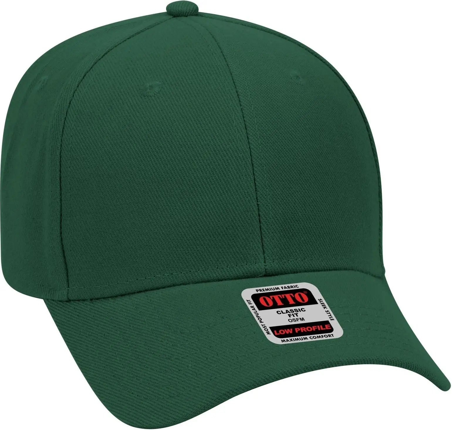 Otto 19-609 6 Panel Low Profile Baseball Cap - Dk. Green - 1/2’’ - 7 5/8’’