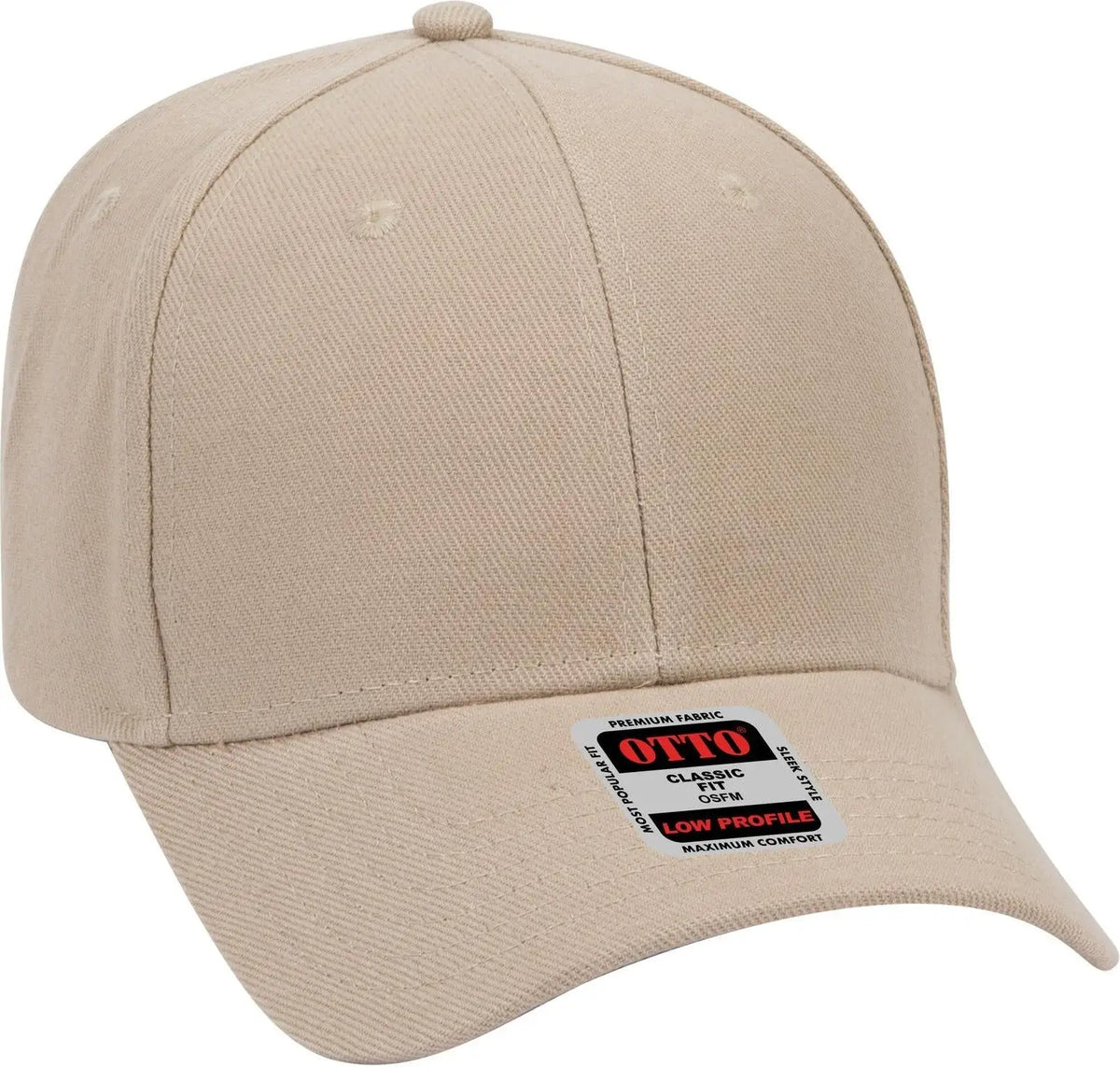 Otto 19-609 6 Panel Low Profile Baseball Cap - Khaki - 1/2’’ - 7 5/8’’