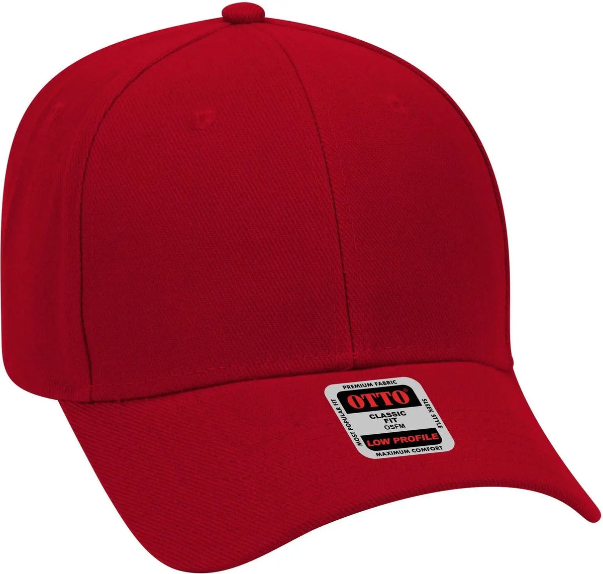Otto 19-609 6 Panel Low Profile Baseball Cap - Red - 1/2’’ - 7 5/8’’