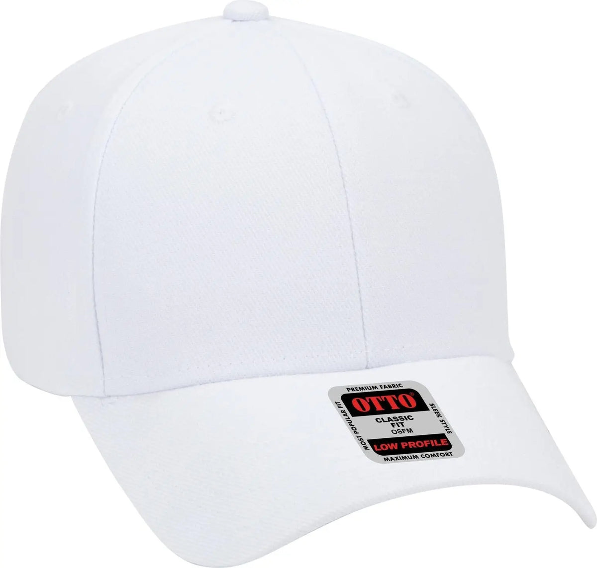 Otto 19-609 6 Panel Low Profile Baseball Cap - White - 1/2’’ - 7 5/8’’