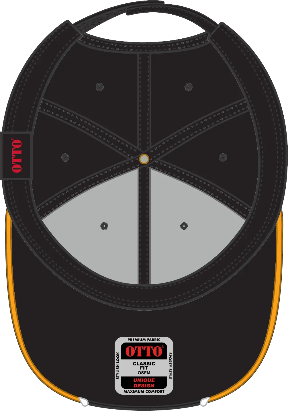 Otto 19-701 6 Panel Low Profile Baseball Cap - Blk/gld/wht - 1/2’’ - 7 5/8’’