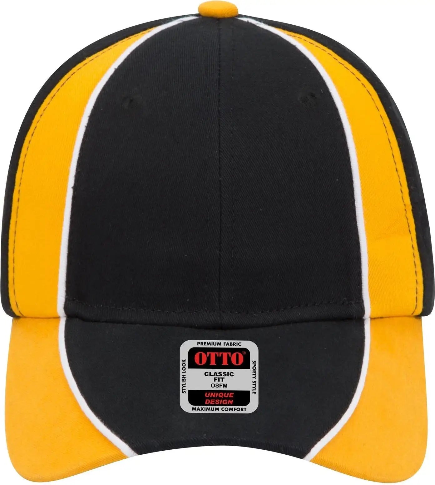 Otto 19-701 6 Panel Low Profile Baseball Cap - Blk/gld/wht - 1/2’’ - 7 5/8’’