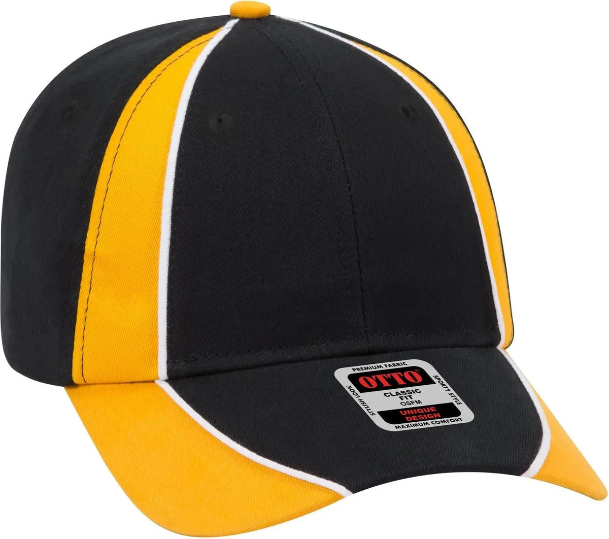 Otto 19-701 6 Panel Low Profile Baseball Cap - Blk/gld/wht