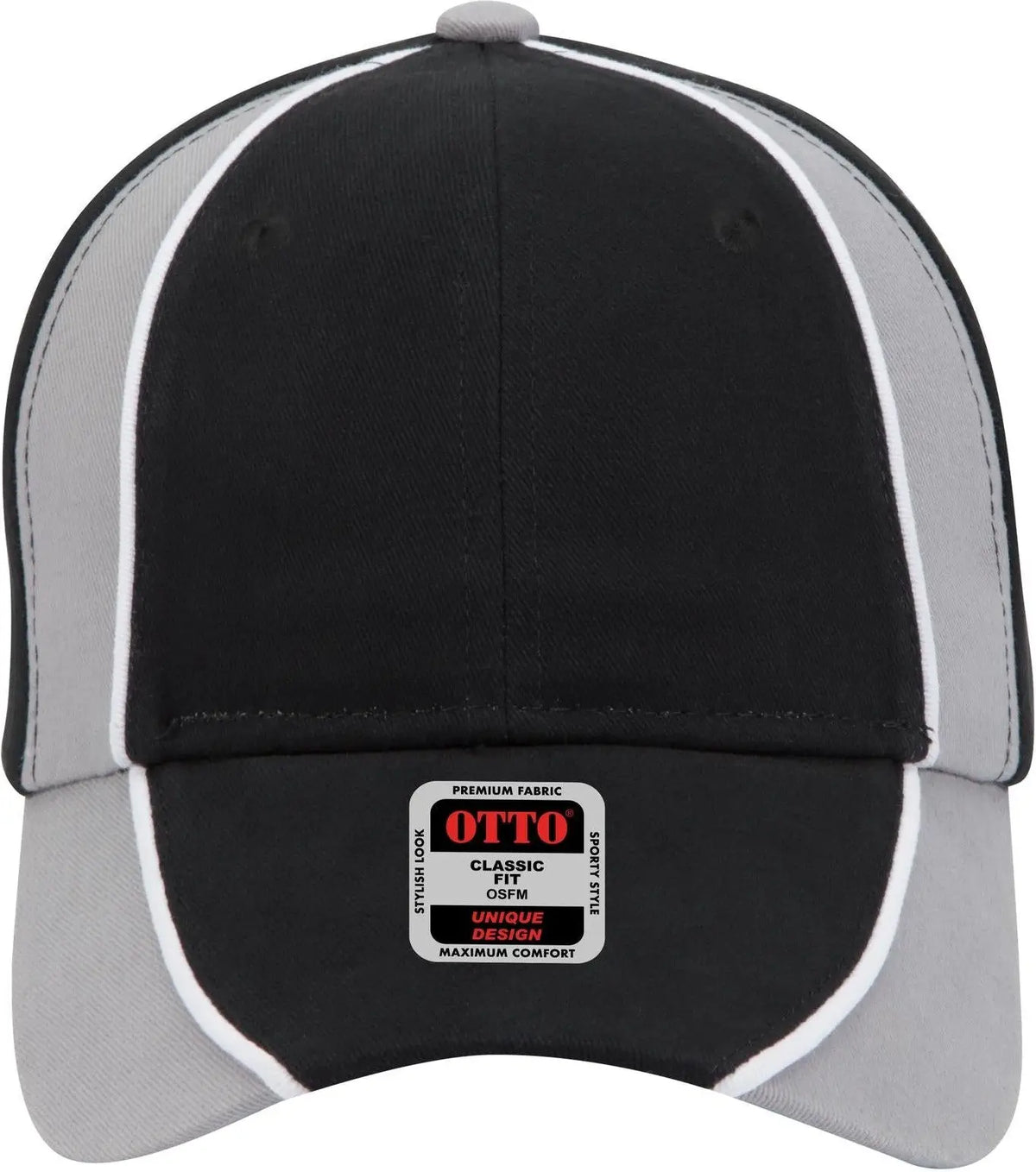 Otto 19-701 6 Panel Low Profile Baseball Cap - Blk/gry/wht - 1/2’’ - 7 5/8’’