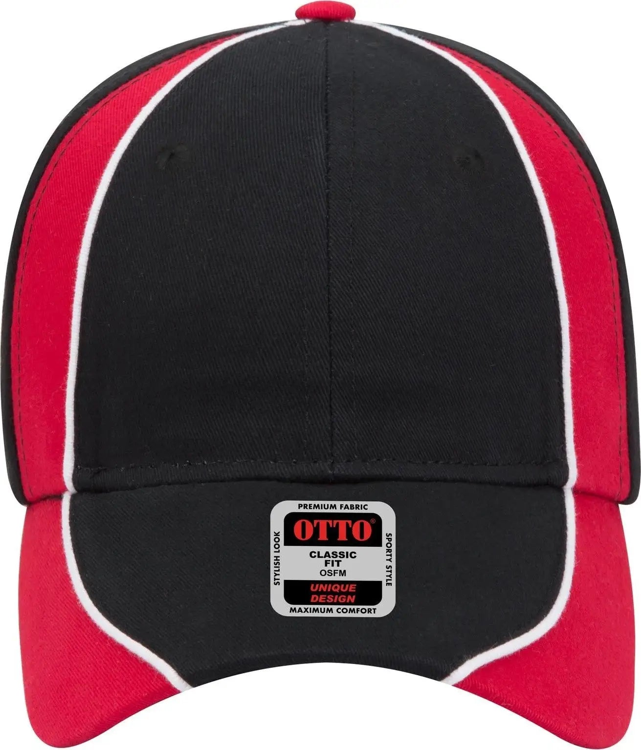 Otto 19-701 6 Panel Low Profile Baseball Cap - Blk/red/wht - 1/2’’ - 7 5/8’’
