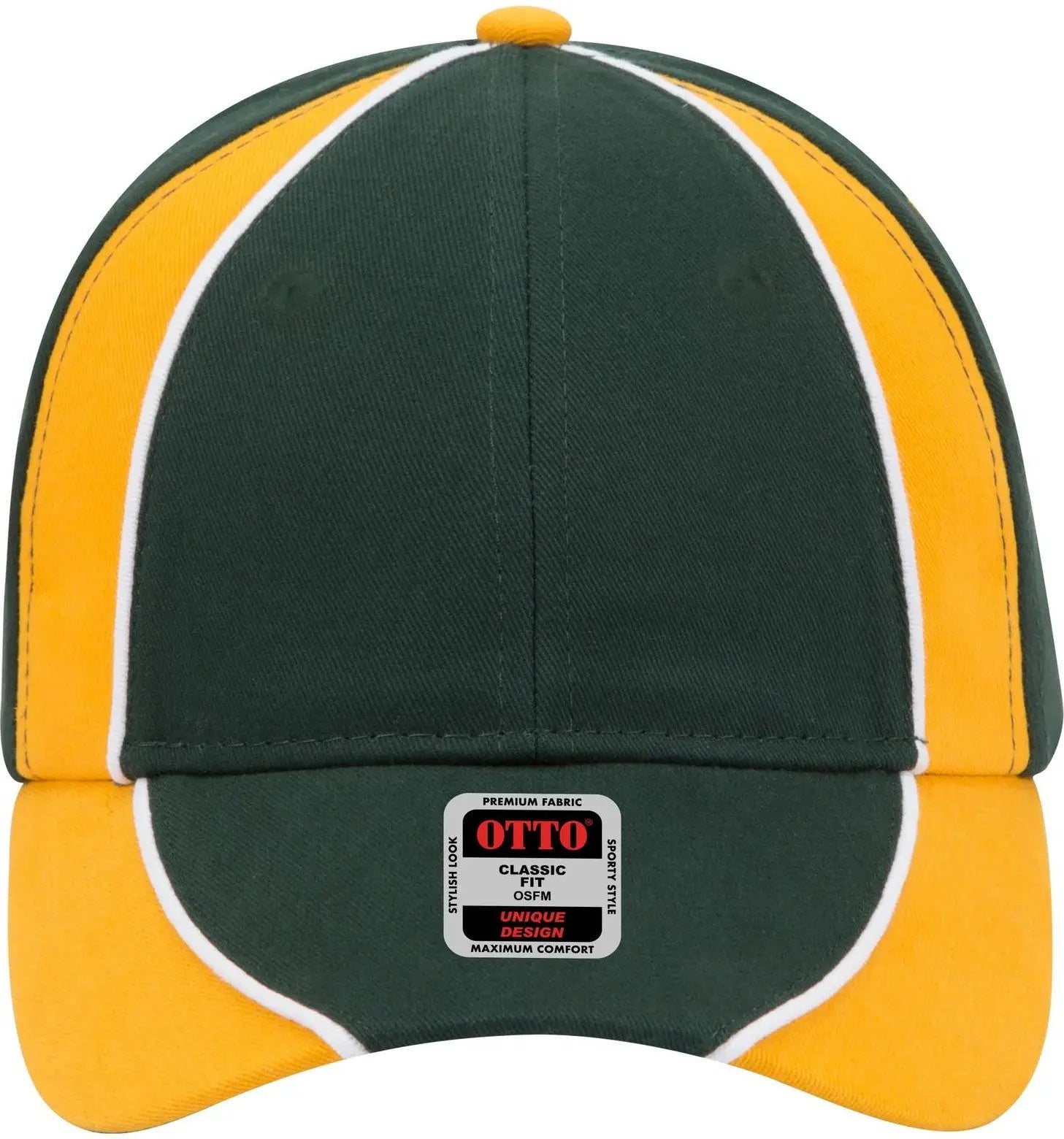 Otto 19-701 6 Panel Low Profile Baseball Cap - Dk.grn/gld/wht - 1/2’’ - 7 5/8’’