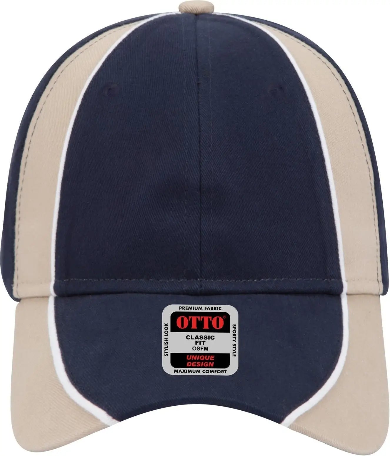 Otto 19-701 6 Panel Low Profile Baseball Cap - Nvy/kha/wht