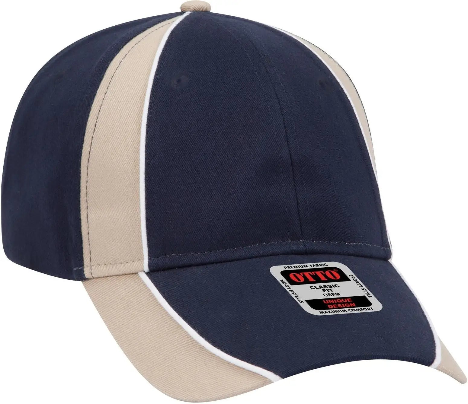 Otto 19-701 6 Panel Low Profile Baseball Cap - Nvy/kha/wht