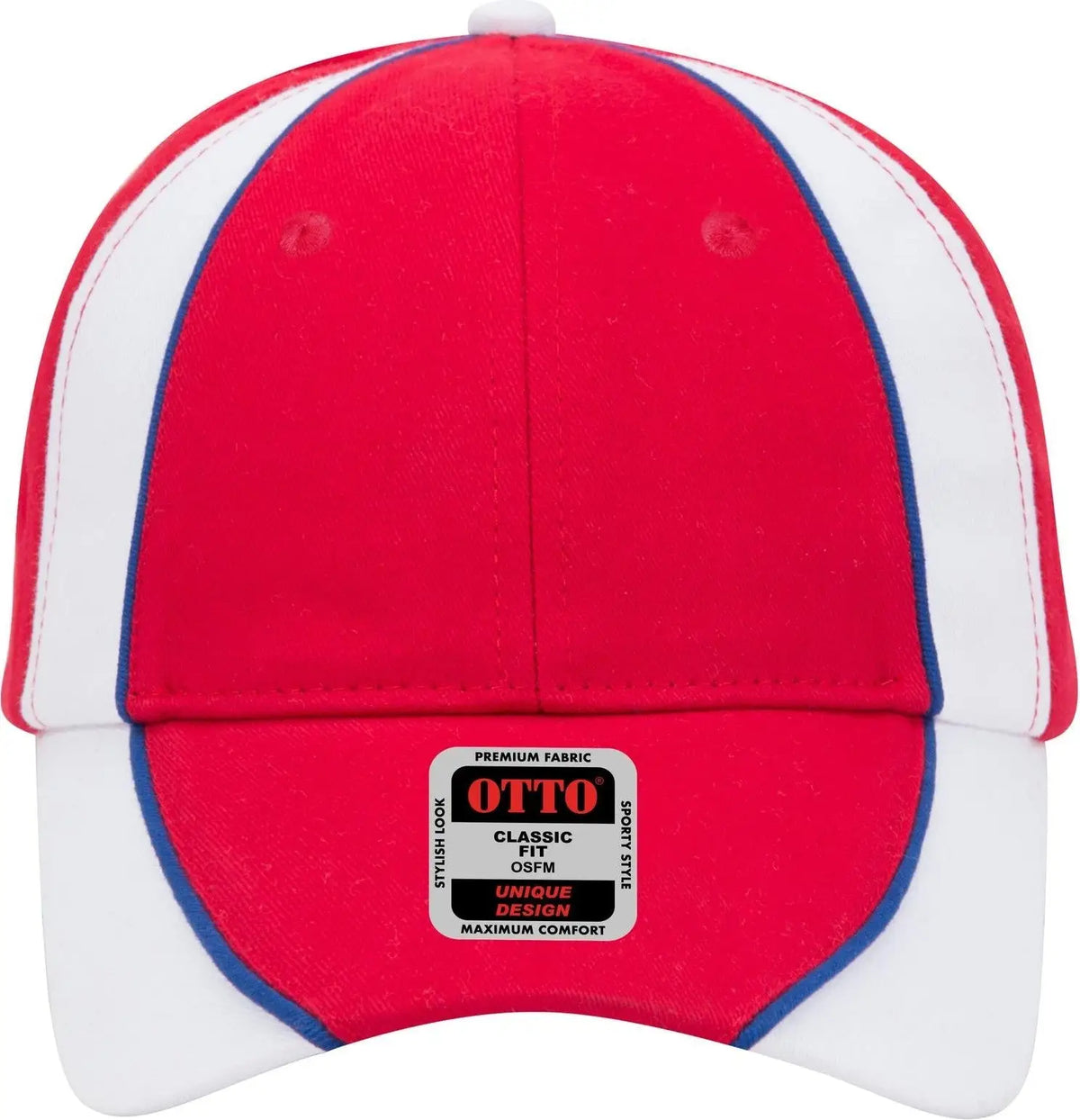 Otto 19-701 6 Panel Low Profile Baseball Cap - Red/wht/ryl - 1/2’’ - 7 5/8’’