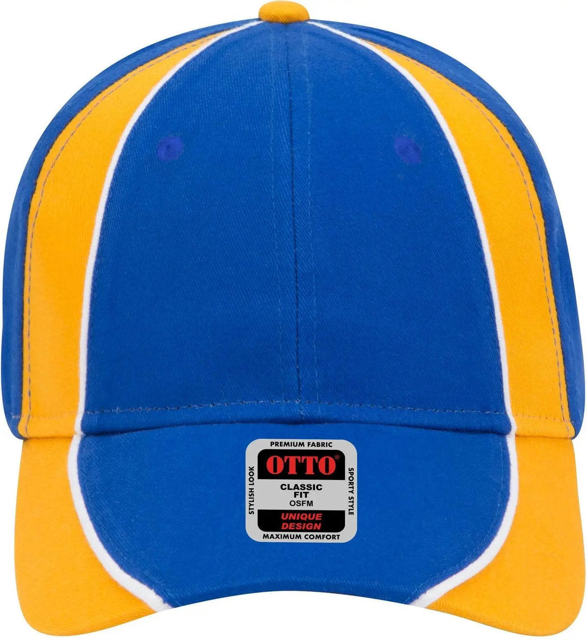 Otto 19-701 6 Panel Low Profile Baseball Cap - Ryl/gld/wht - 1/2’’ - 7 5/8’’