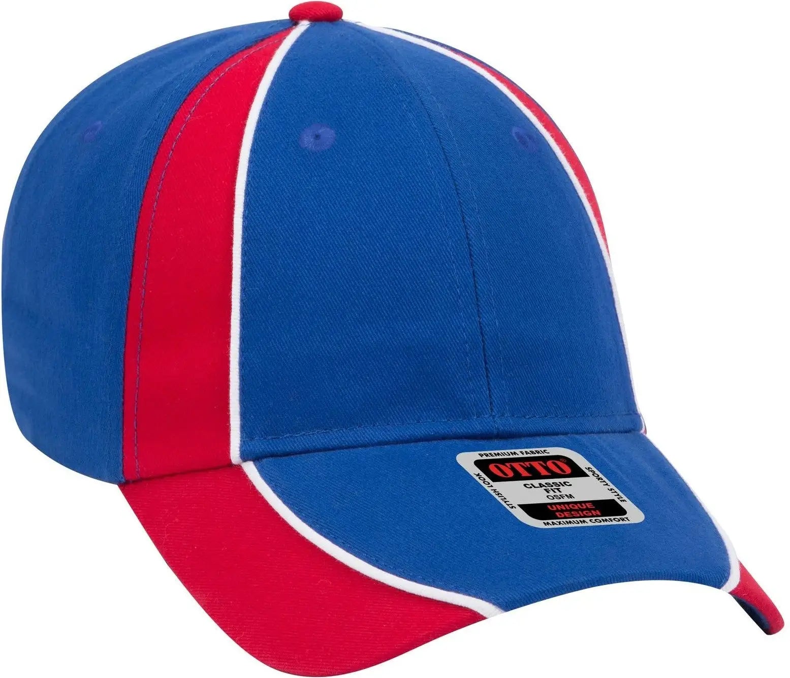 Otto 19-701 6 Panel Low Profile Baseball Cap - Ryl/red/wht - 1/2’’ - 7 5/8’’