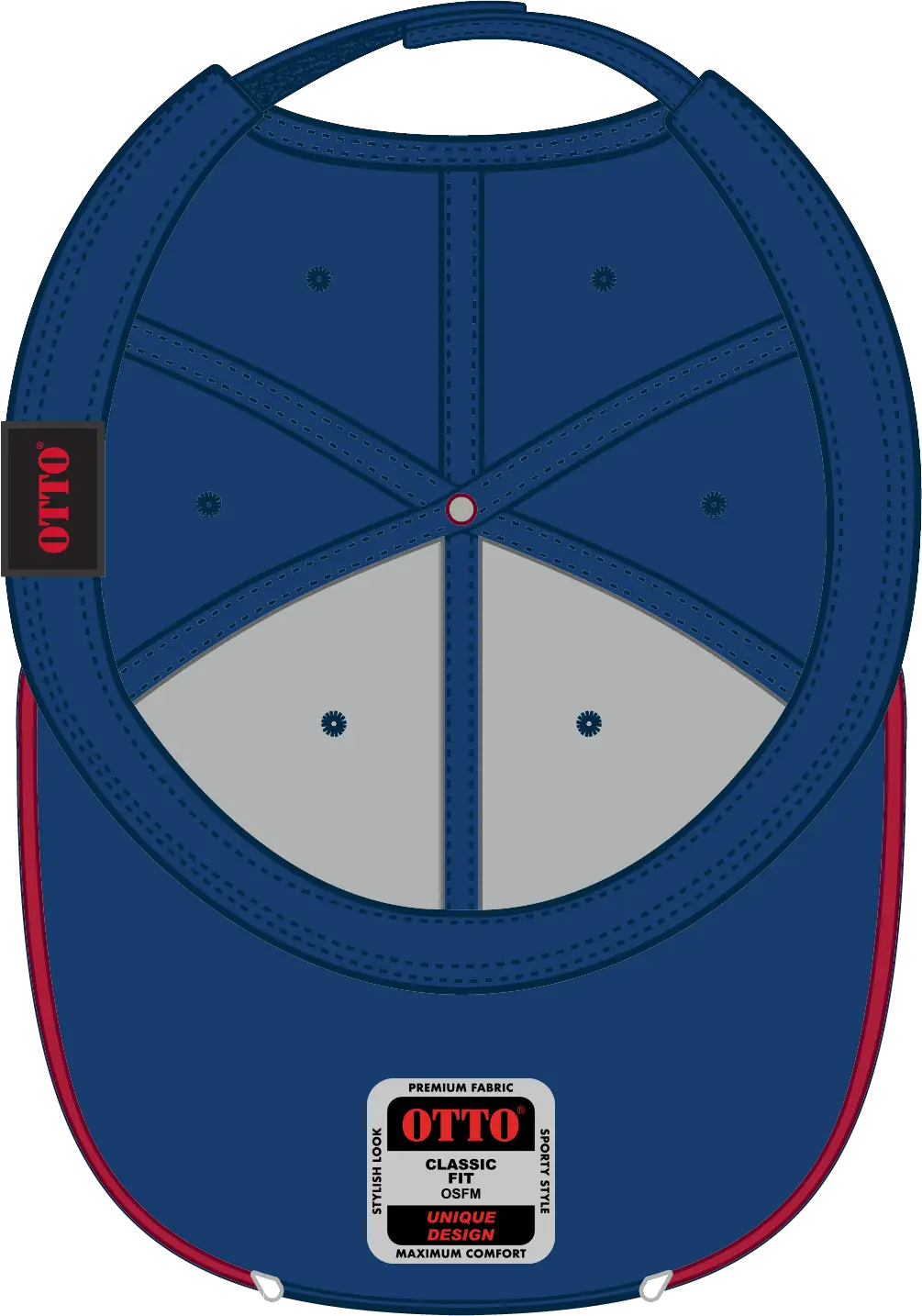 Otto 19-701 6 Panel Low Profile Baseball Cap - Ryl/red/wht - 1/2’’ - 7 5/8’’