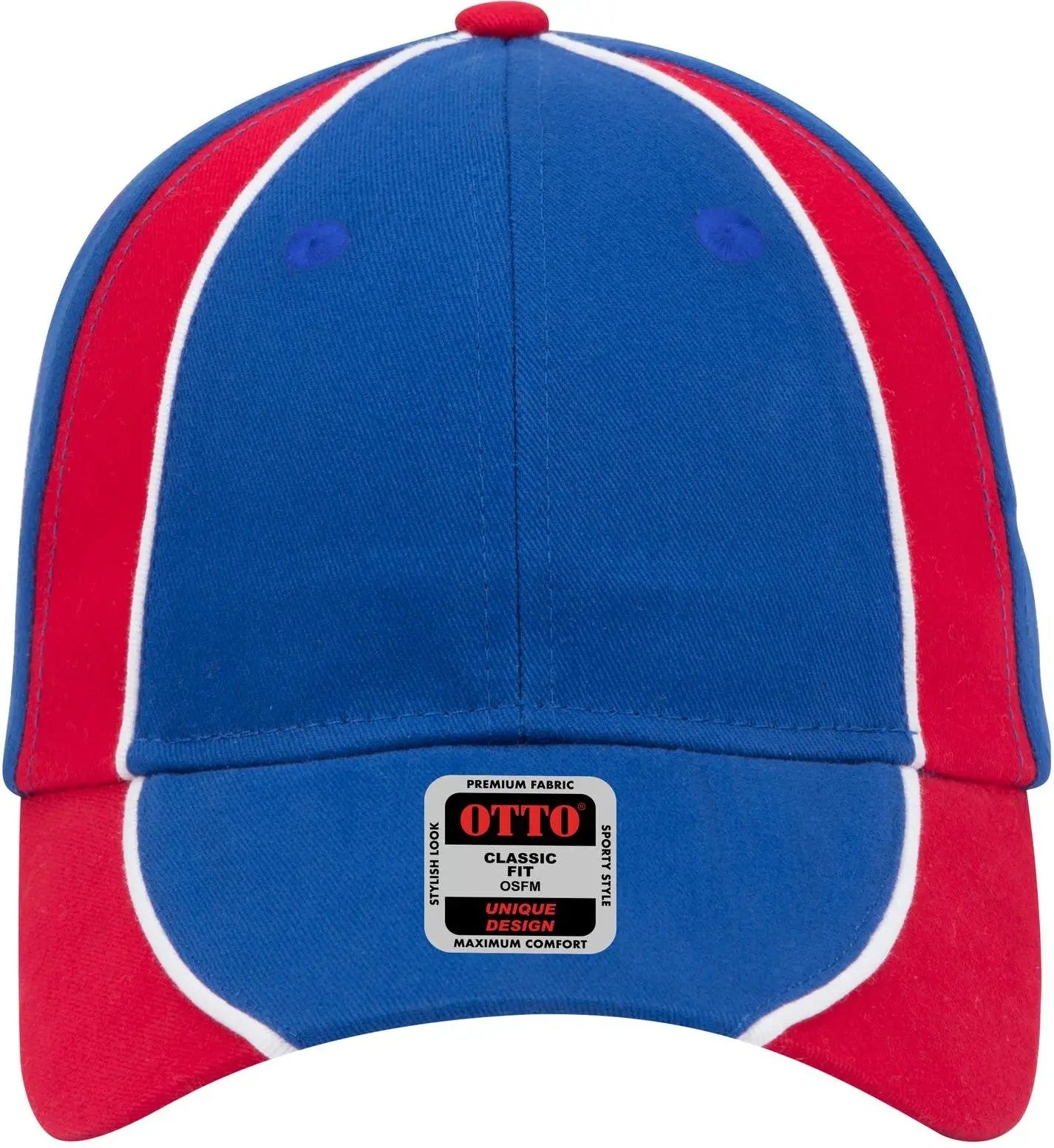 Otto 19-701 6 Panel Low Profile Baseball Cap - Ryl/red/wht - 1/2’’ - 7 5/8’’