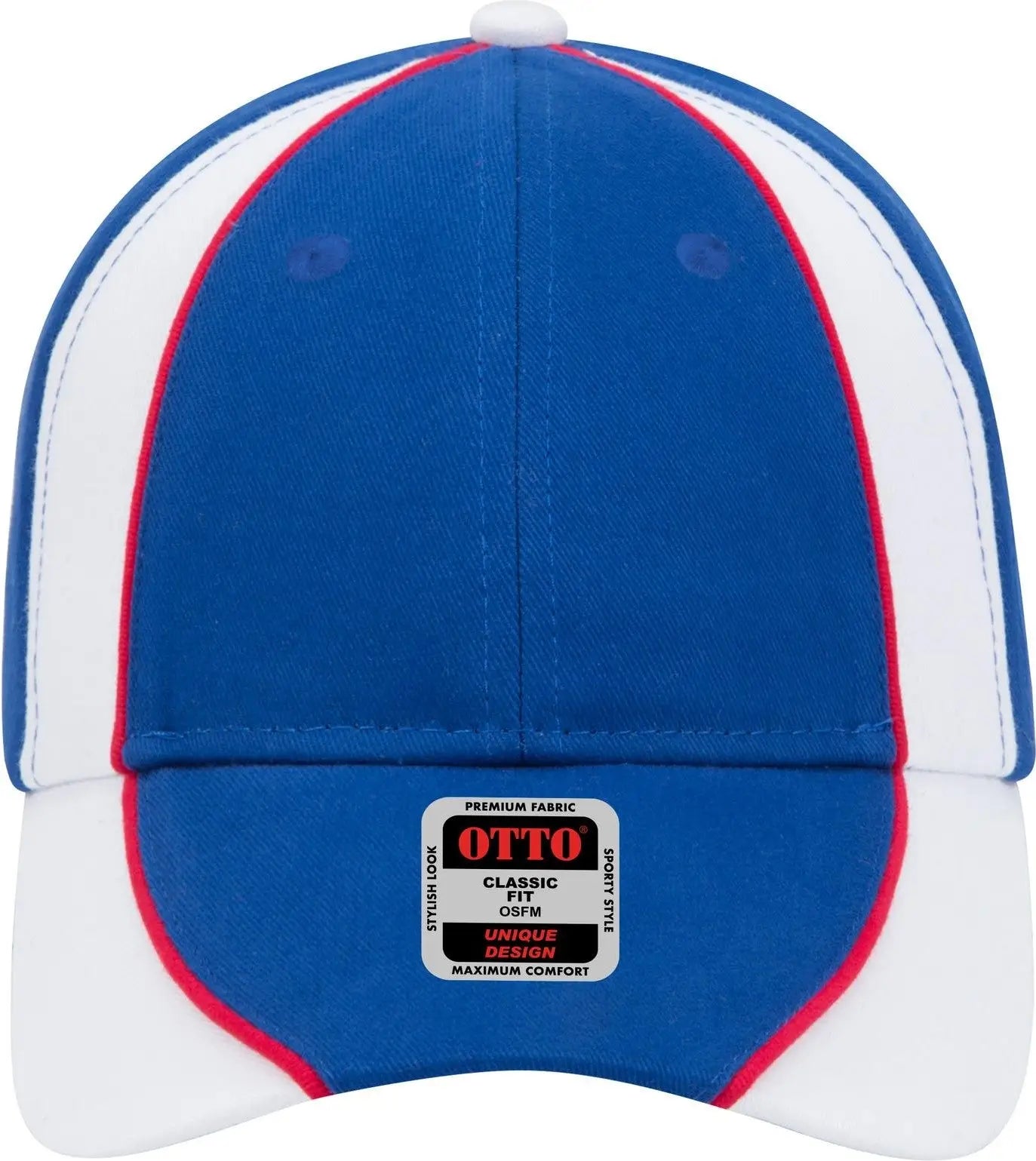 Otto 19-701 6 Panel Low Profile Baseball Cap - Ryl/wht/red - 1/2’’ - 7 5/8’’