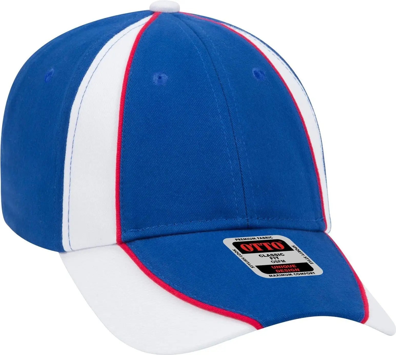 Otto 19-701 6 Panel Low Profile Baseball Cap - Ryl/wht/red - 1/2’’ - 7 5/8’’