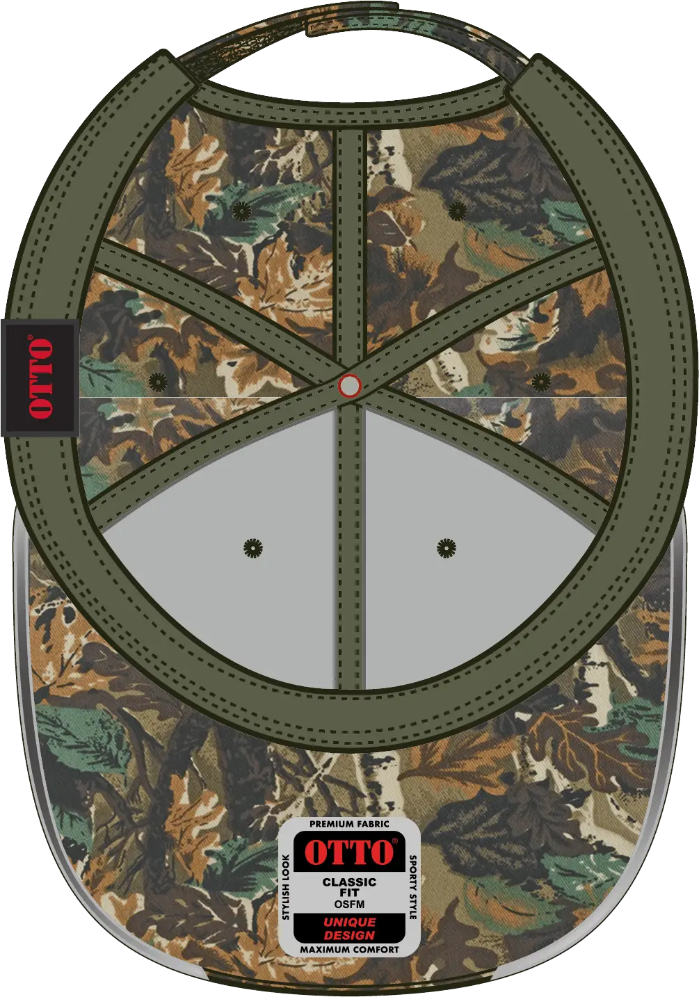 Otto 19-701 Camouflage 6 Panel Low Profile Baseball Cap - Lt.lod/brn/kly/n.org - 1/2’’ - 7 5/8’’