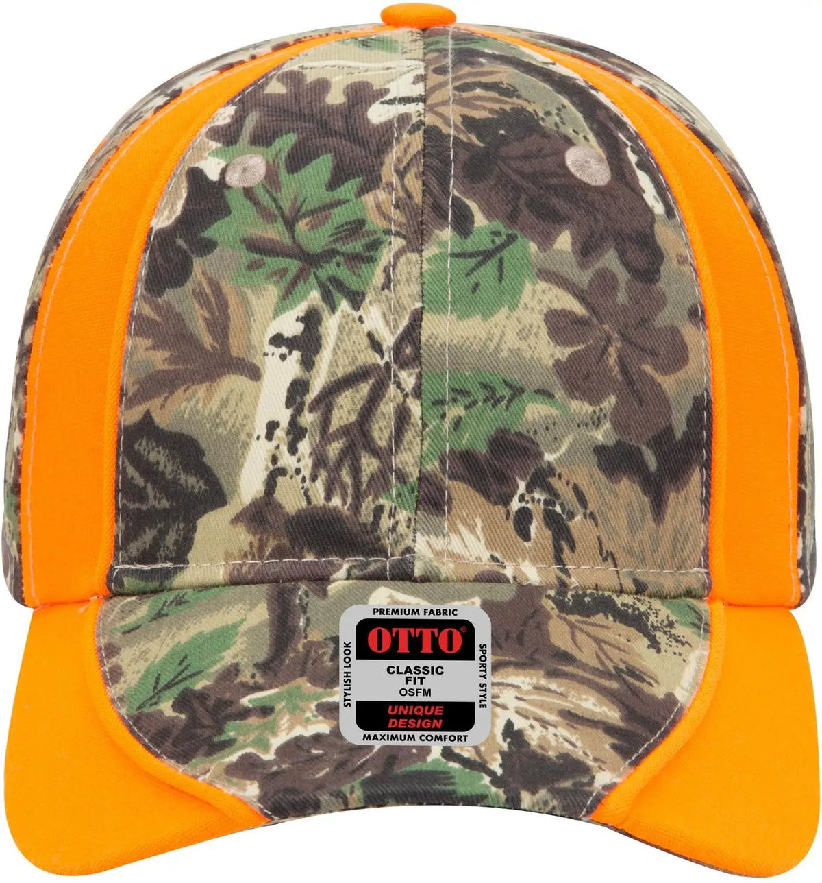 Otto 19-701 Camouflage 6 Panel Low Profile Baseball Cap - Lt.lod/brn/kly/n.org - 1/2’’ - 7 5/8’’