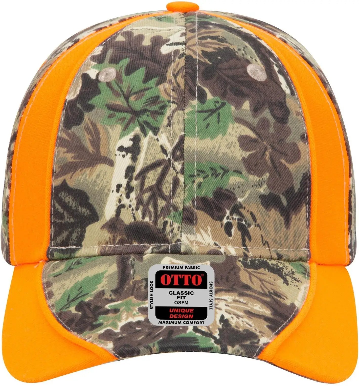 Otto 19-701 Camouflage 6 Panel Low Profile Baseball Cap - Lt.lod/brn/kly/n.org - 1/2’’ - 7 5/8’’