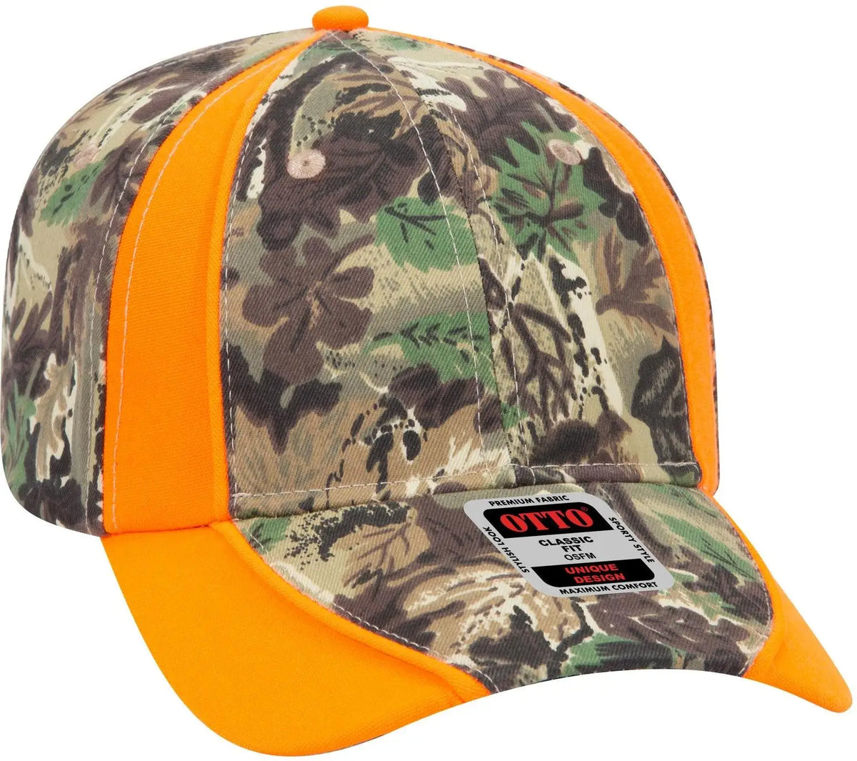 Otto 19-701 Camouflage 6 Panel Low Profile Baseball Cap - Lt.lod/brn/kly/n.org - 1/2’’ - 7 5/8’’