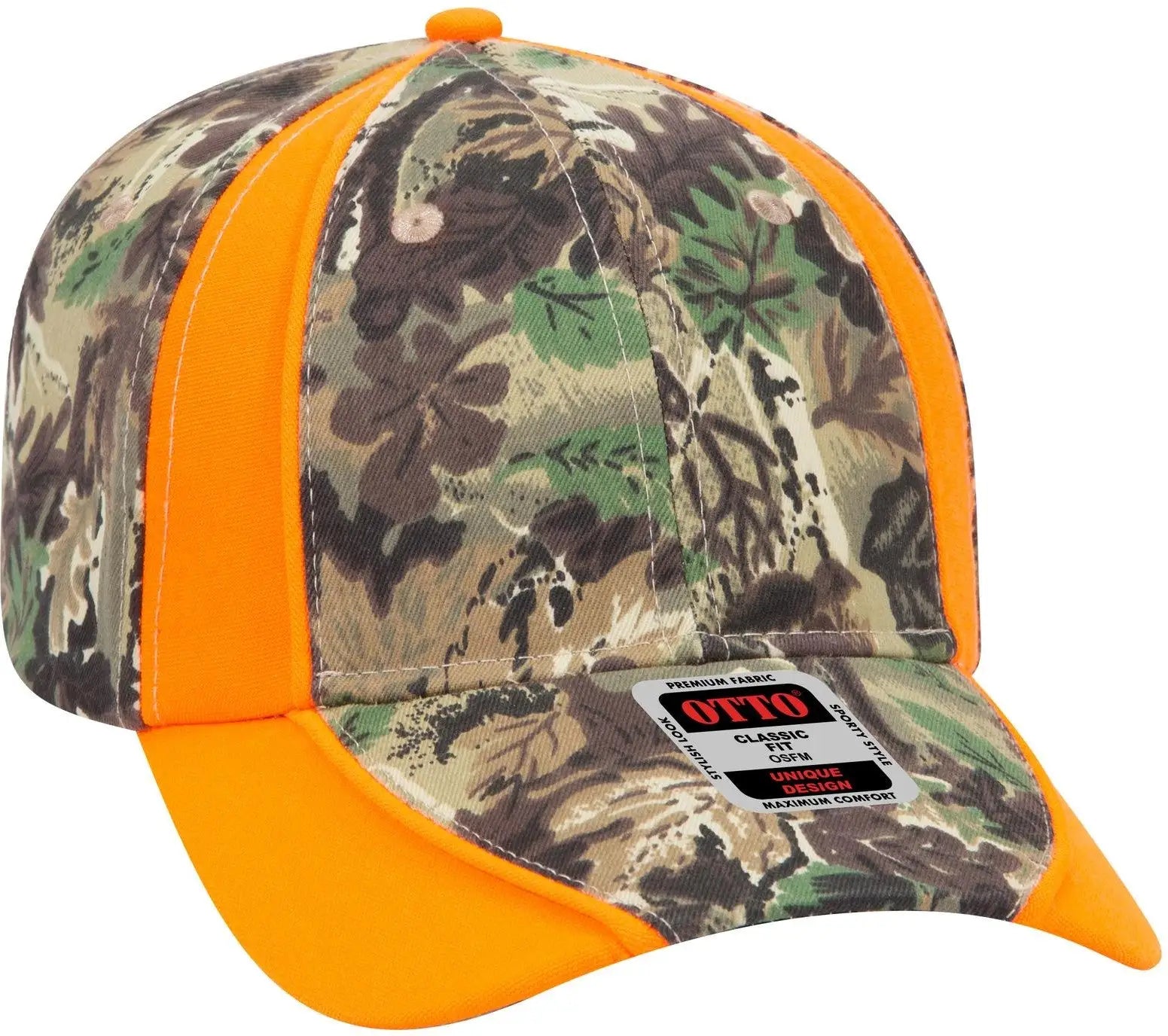 Otto 19-701 Camouflage 6 Panel Low Profile Baseball Cap - Lt.lod/brn/kly/n.org - 1/2’’ - 7 5/8’’