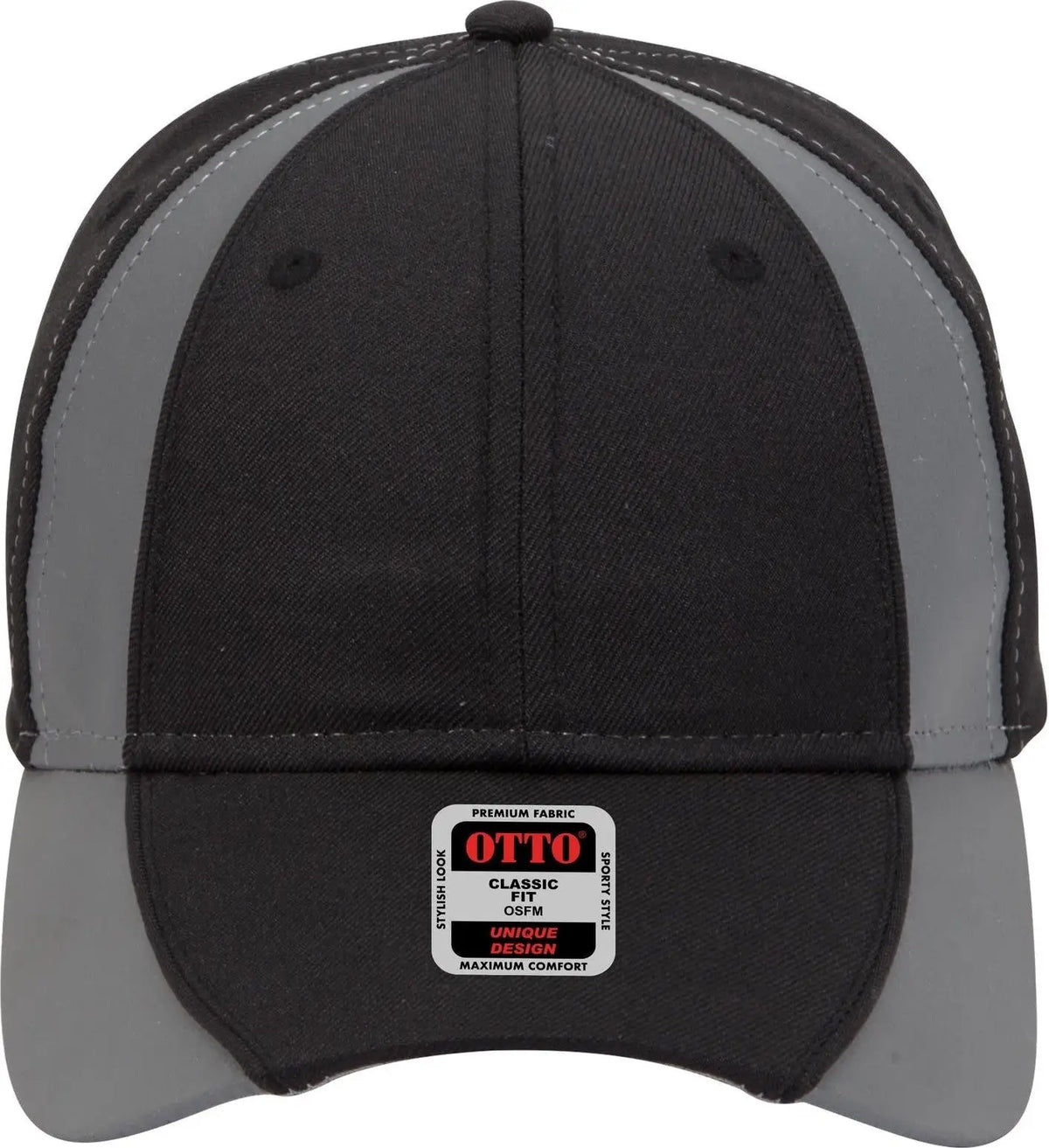 Otto 19-701 Neon 6 Panel Low Profile Baseball Cap - Blk/ref.gry - 1/2’’ - 7 5/8’’