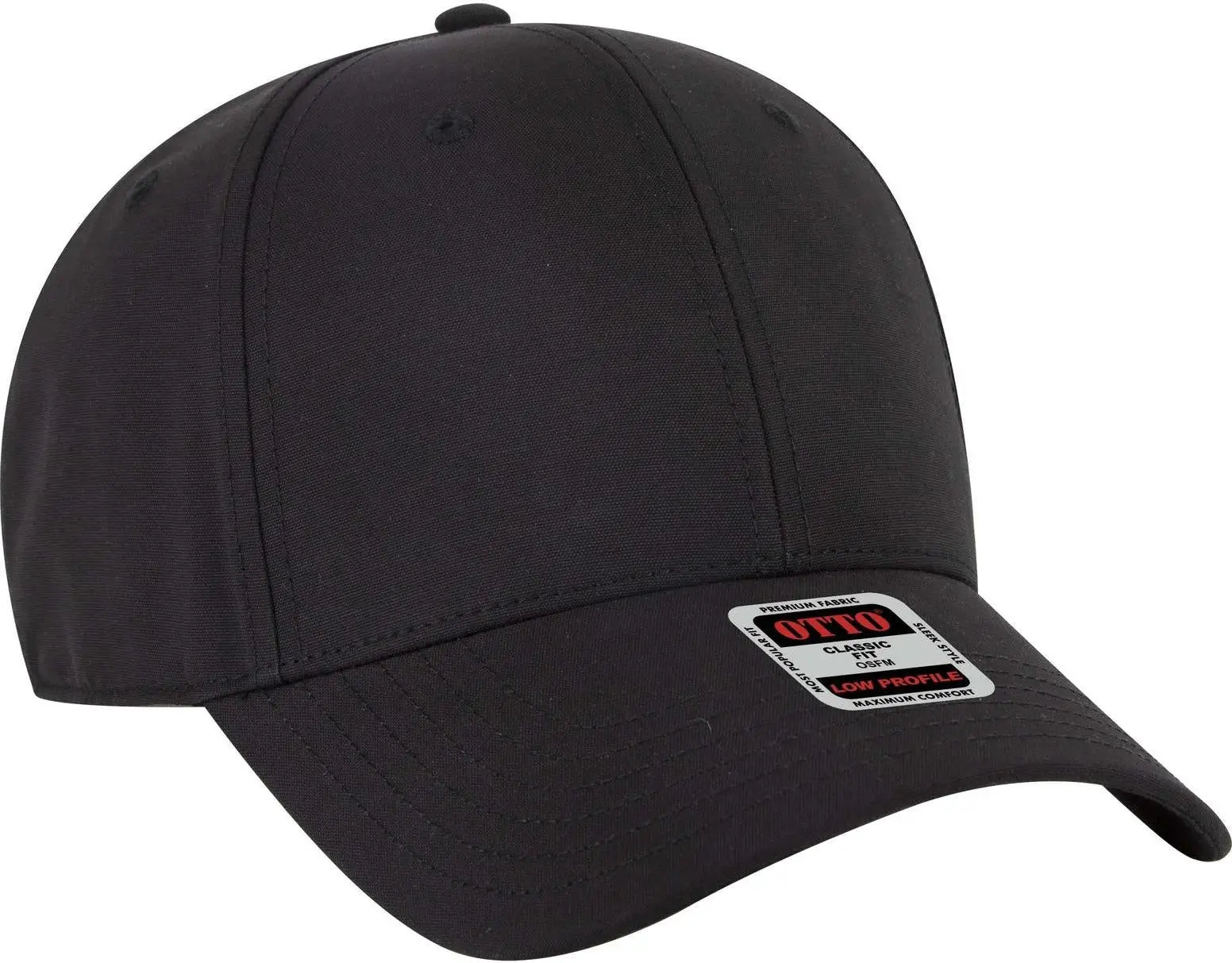 Otto 19-768 6 Panel Low Profile Baseball Cap - Black - 1/2’’ - 7 5/8’’