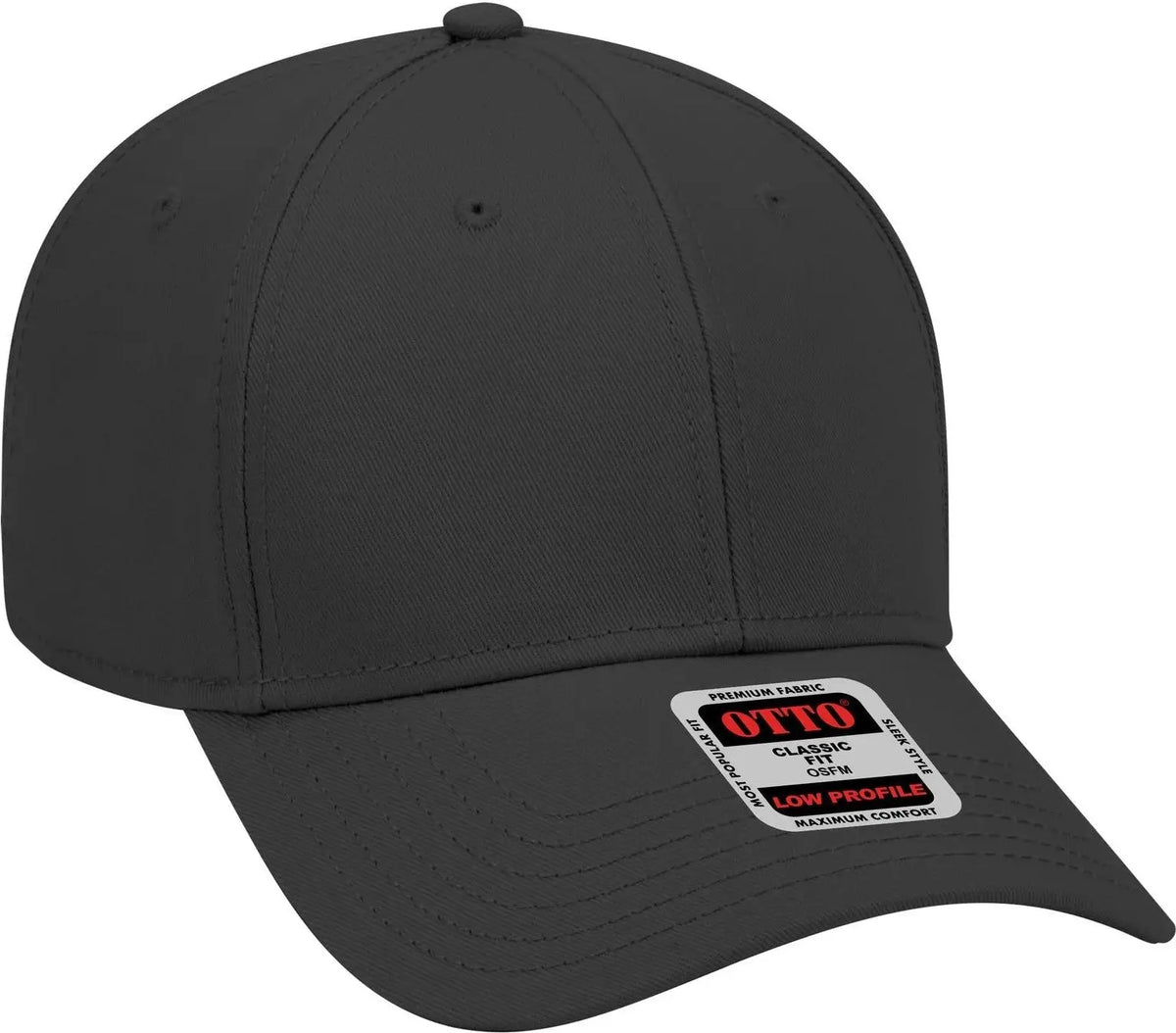 Otto 19-768 6 Panel Low Profile Baseball Cap - Black - 1/2’’ - 7 5/8’’