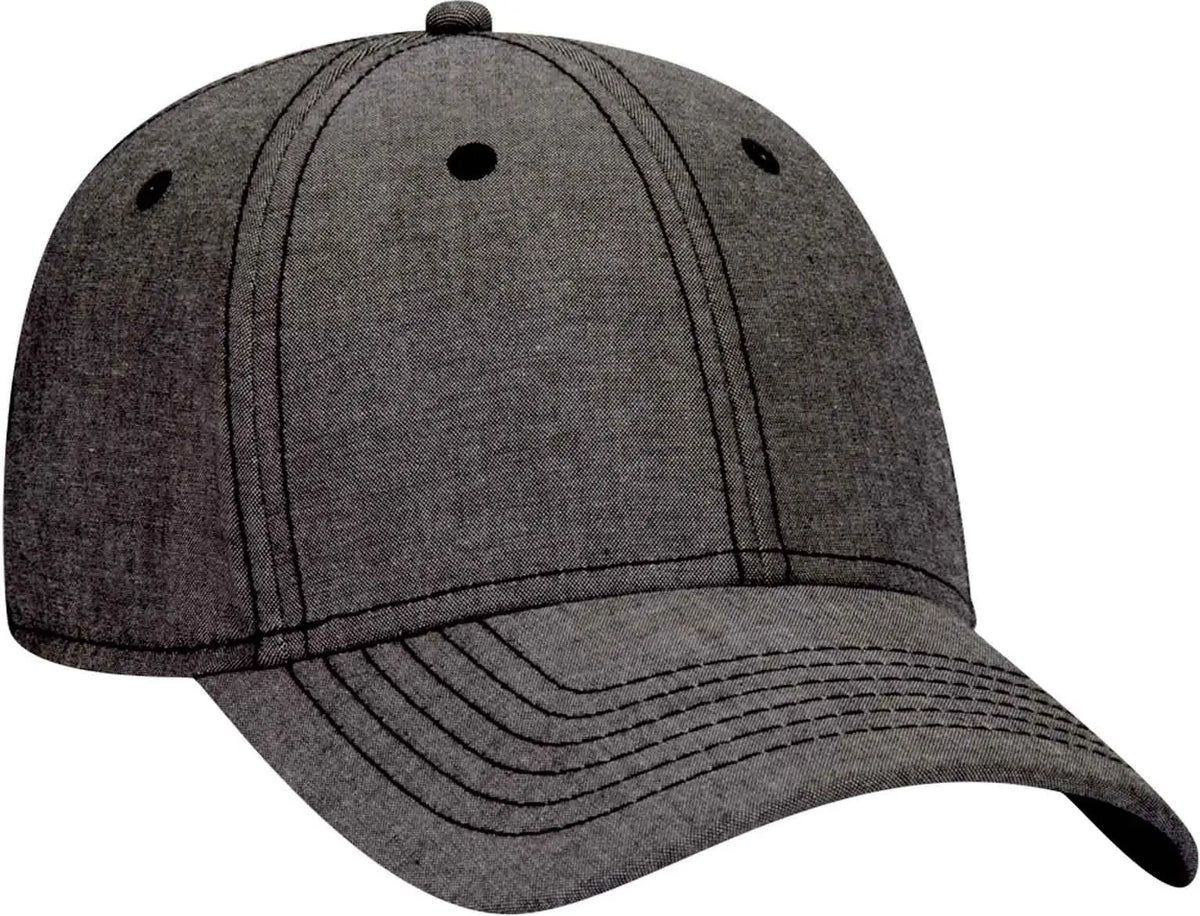 Otto 19-768 6 Panel Low Profile Baseball Cap - Black - 1/2’’ - 7 5/8’’