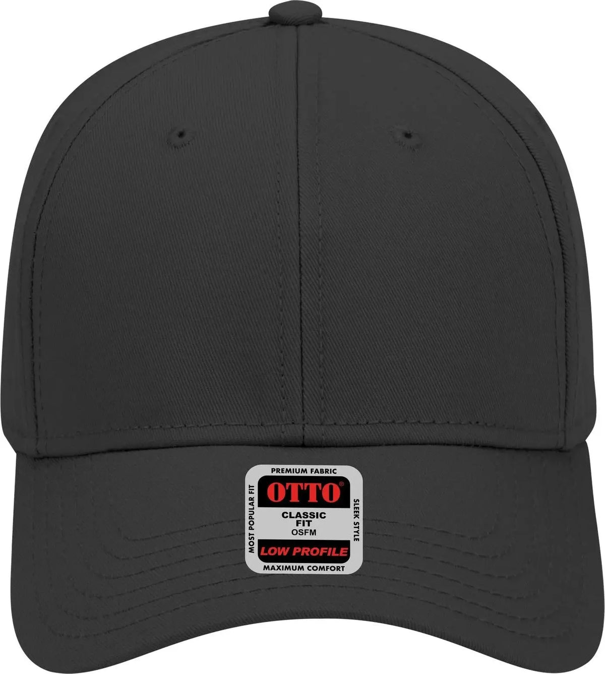 Otto 19-768 6 Panel Low Profile Baseball Cap - Black - 1/2’’ - 7 5/8’’